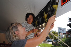 Decorating the tent
